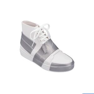 Melissa White and Gray High-Top Sneakers